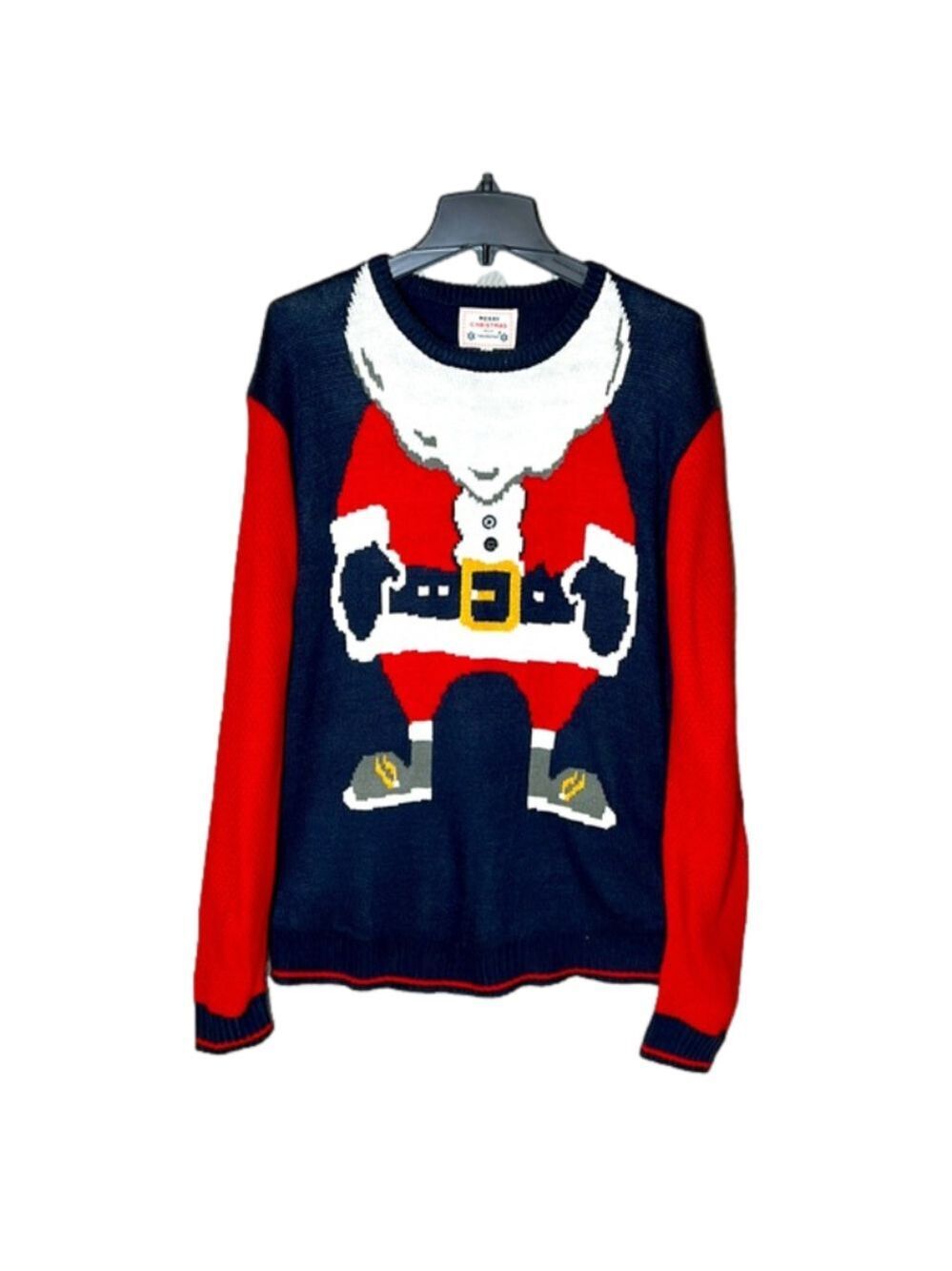 DAISY'S Boutique Ugly Merry Christmas Tunic Sweater Santa Body -Size Large
